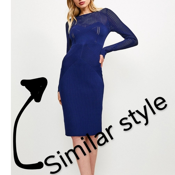 Blue silky knit/mesh dress - Picture 7 of 7